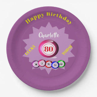 Bingo Themed Birthday Party Personalised Paper Plate