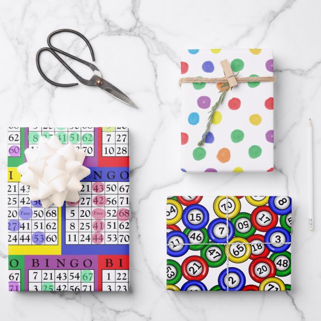 BINGO Themed Birthday  Wrapping Paper Sheet (Front)