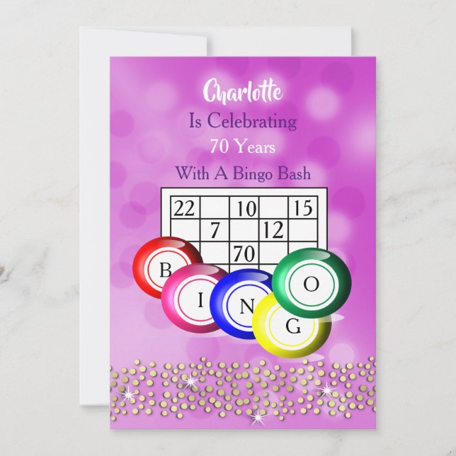 Bingo Themed Party Fun Colourful Invitation (Front)