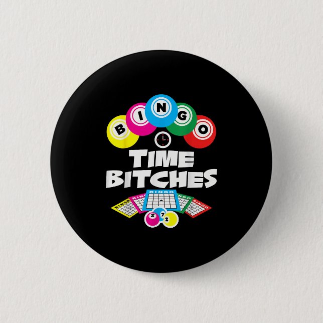 Bingo Time Es Funny Bingo Player Game Lover Gift H 6 Cm Round Badge (Front)