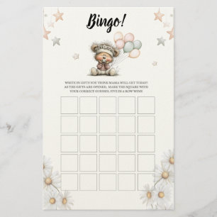 Bingo Whimsical Teddy Bear Baby Shower Game Stationery