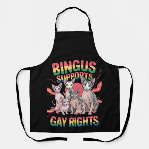 Bingus Supports Gay Rights Sphynx Cat LGBTQ Pride Apron