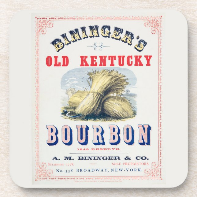 Bininger's Old Kentucky Bourbon 1849 Reserve. Coaster (Front)