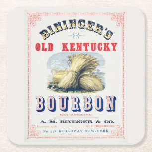 Bininger's Old Kentucky Bourbon 1849 Reserve. Square Paper Coaster