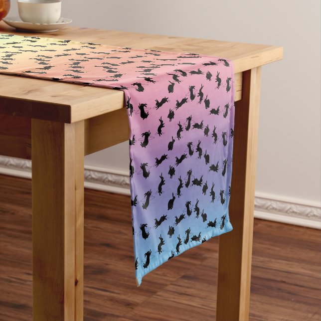 Binky Bunnies Table Runner (Rainbow) (In Situ)