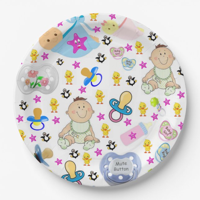 Binky Pacifier Paper Plates (Front)