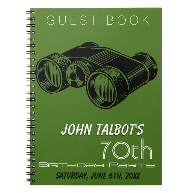 Binoculars 70th Birthday Party Guest Book (Front)