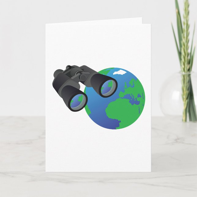 Binoculars Looking at Earth Planet Explorer Travel Card (Creator Uploaded)