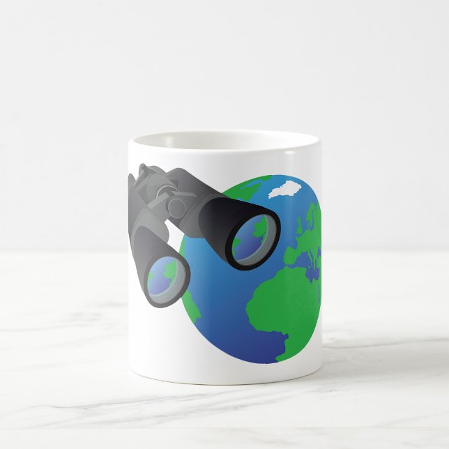 Binoculars Looking at Earth Planet Explorer Travel Coffee Mug (Creator Uploaded)