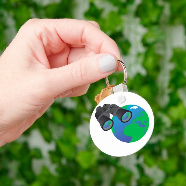 Binoculars Looking at Earth Planet Explorer Travel Key Ring (Creator Uploaded)