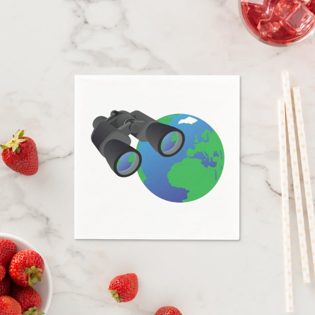 Binoculars Looking at Earth Planet Explorer Travel Napkin (Insitu)