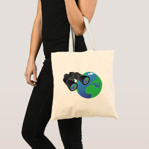 Binoculars Looking at Earth Planet Explorer Travel Tote Bag