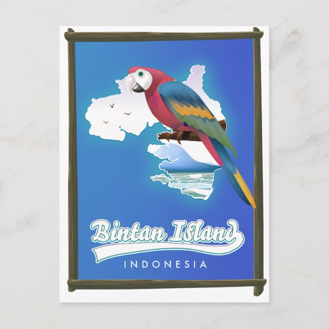 Bintan island Indonesia travel map Invitation Postcard (Front)