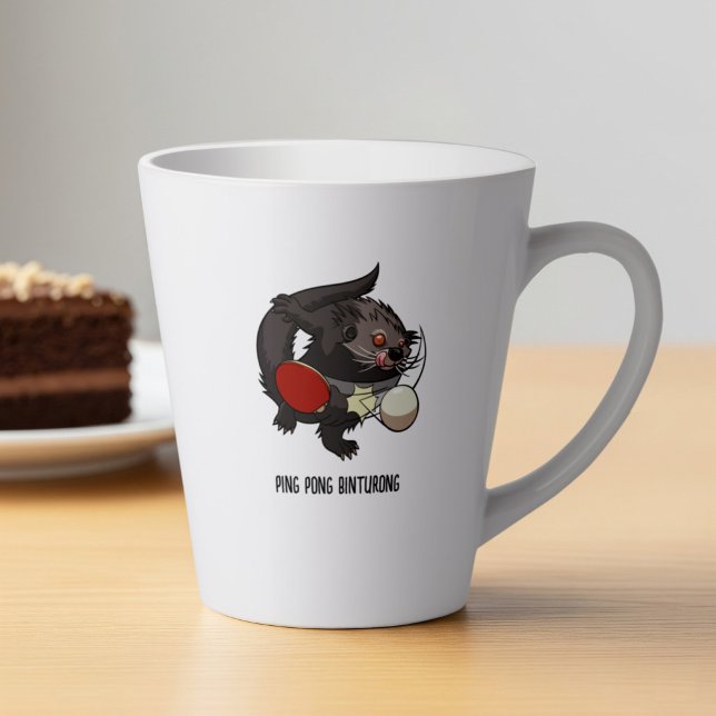 Binturong Table Tennis Gift Ping Pong Artwork Latte Mug (Creator Uploaded)