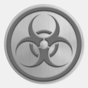 Bio Hazard Circle with Stainless Steel Effect Classic Round Sticker