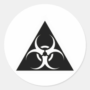 Bio Hazard or Biohazard Sign Symbol Warning Black Classic Round Sticker