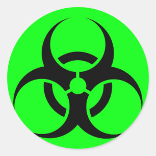Bio Hazard or Biohazard Sign Symbol Warning Green Classic Round Sticker