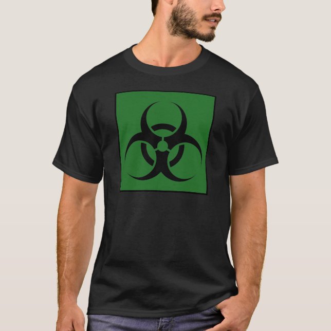 Bio Hazard or Biohazard Sign Symbol Warning Green T-Shirt (Front)
