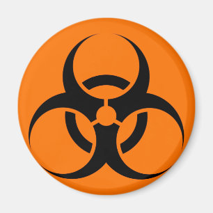 Bio Hazard or Biohazard Sign Symbol Warning Orange Magnet