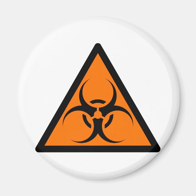 Bio Hazard or Biohazard Sign Symbol Warning Orange Magnet (Front)