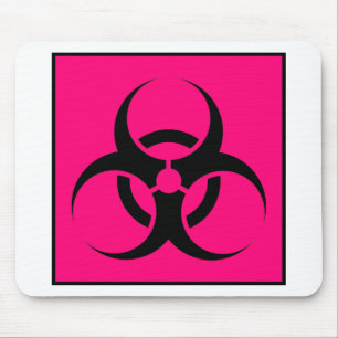 Bio Hazard or Biohazard Sign Symbol Warning Pink Mouse Pad