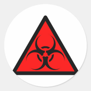 Bio Hazard or Biohazard Sign Symbol Warning Red Classic Round Sticker