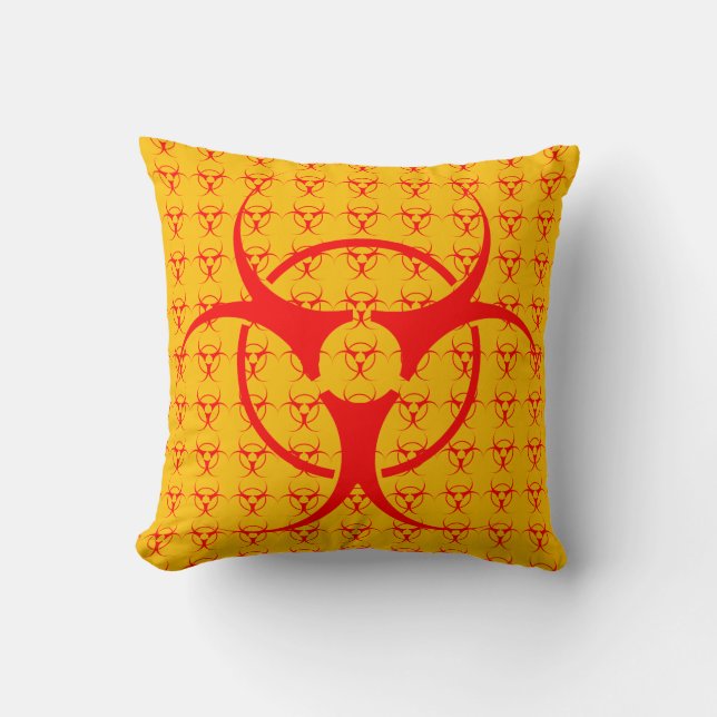 Bio-hazard Pillow Bio-hazard Warning Throw Pillow (Front)