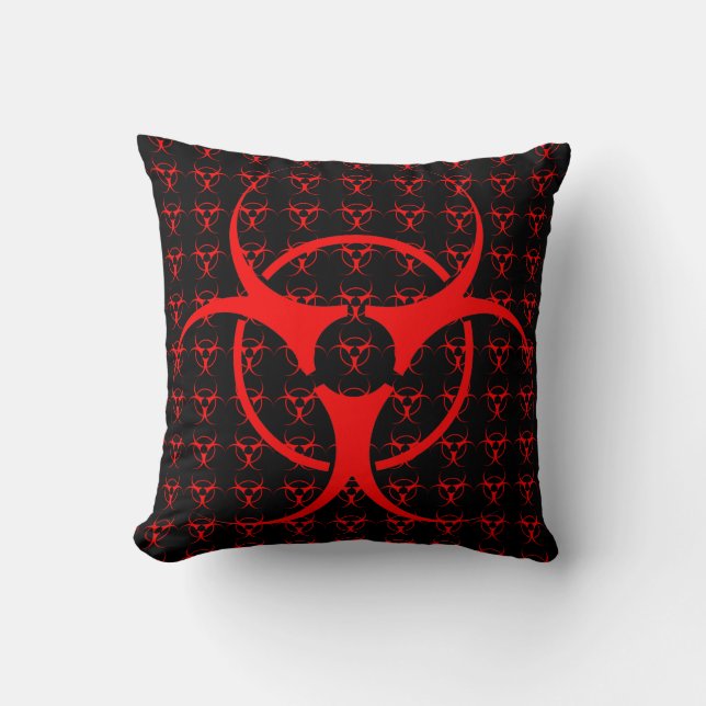 Bio-hazard Pillow Bio-hazard Warning Throw Pillow (Front)