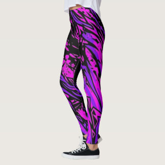Bio-Hazard Stripe Leggings - Edgy Womens Pattern