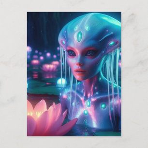 bio-luminescent Swimming Alien Postcard