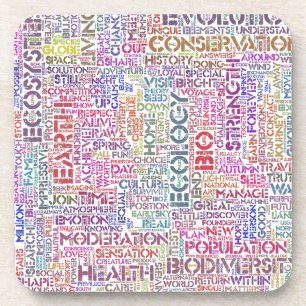 Bio Nuage de Mots Texte Motif Biodiversité Coaster