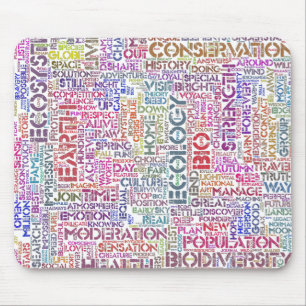 Bio Nuage de Mots Texte Motif Biodiversité Mouse Pad