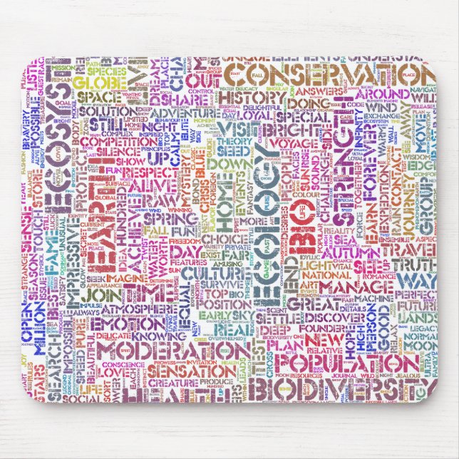 Bio Nuage de Mots Texte Motif Biodiversité Mouse Pad (Front)
