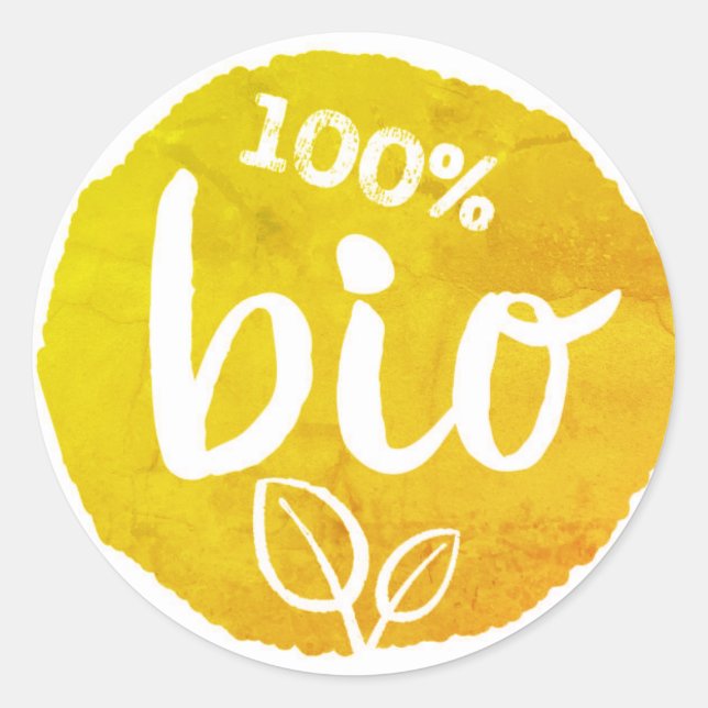 Bio Product Yellow Classic Round Sticker (Front)