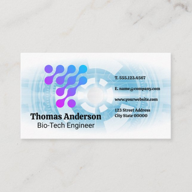 Bio Tech Modern Logo | Engineer Business Card (Front)