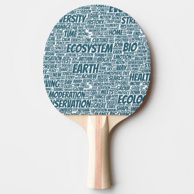 Bio Word Cloud Text Model Biodiversity Ping Pong Paddle (Front)