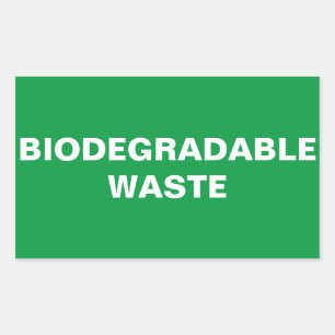Biodegradable Waste Sign Rectangular Sticker