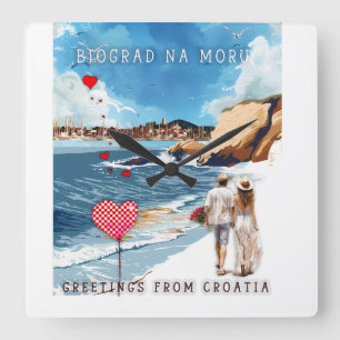 Biograd na moru 5 square wall clock