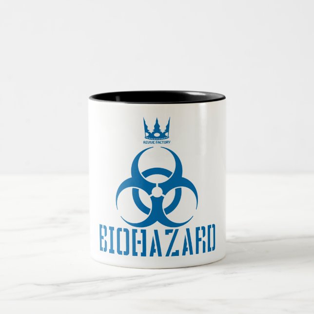 BIOHAZARD (blue) Two-Tone Coffee Mug (Center)