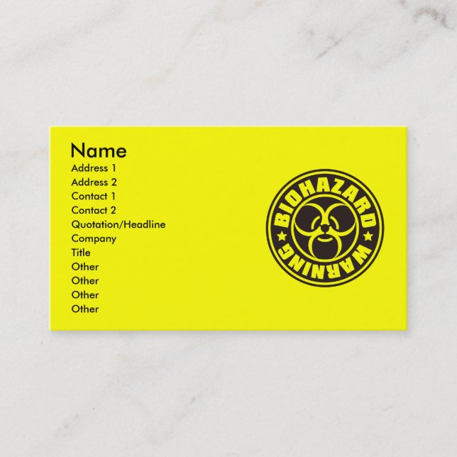 BIOHAZARD BUSINESS CARD (Front)