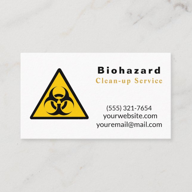 Biohazard Cleanup Cleaning Service Business Card (Front)