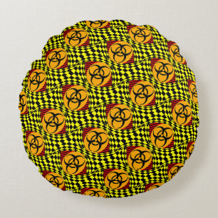 Biohazard Design by Kenneth Yoncich Round Cushion