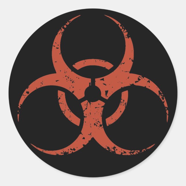 Biohazard -dist -red classic round sticker (Front)