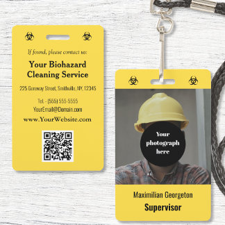 Biohazard Industry-Black on a yellow background ID Badge
