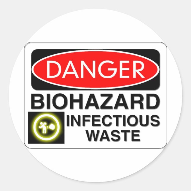 Biohazard Infectious Waste Classic Round Sticker (Front)