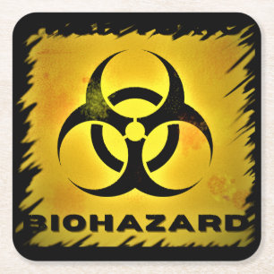 Biohazard square paper coaster