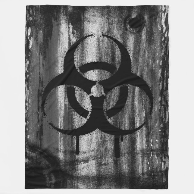 Biohazard Symbol Black Spraypaint Stencil Fleece Blanket (Front)