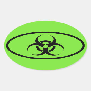 Biohazard Symbol Green oval car stickers