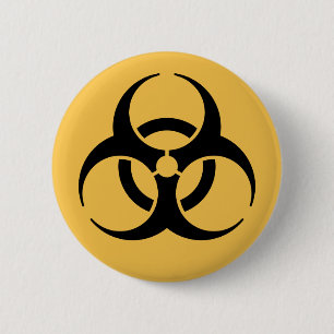 Biohazard symbol on yellow badge