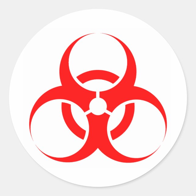 Biohazard symbol red classic round sticker (Front)